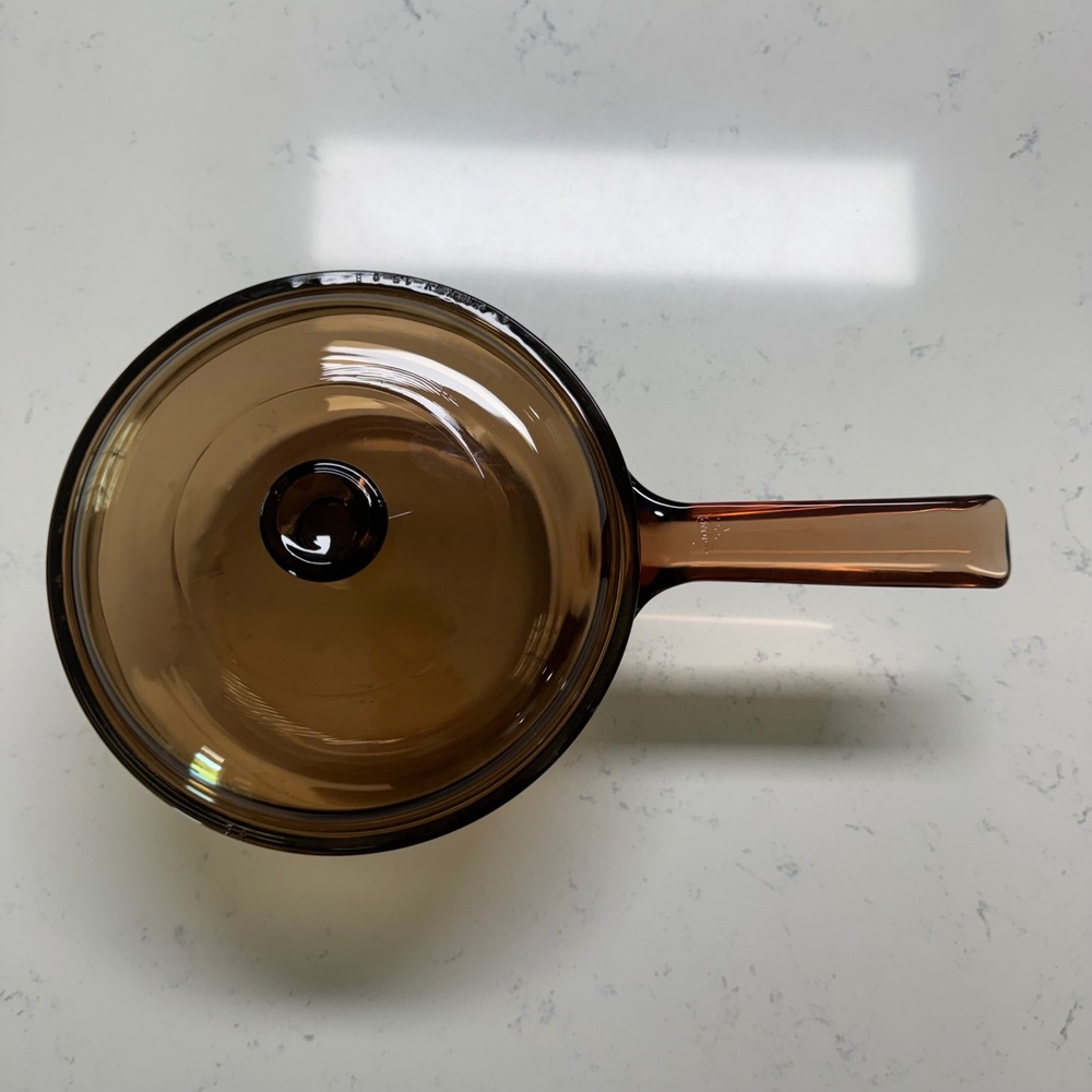 Vintage Vision Corning Ware Saucepan 1.5L Amber Glass Pyrex Lid V-1.5-B Cookware
